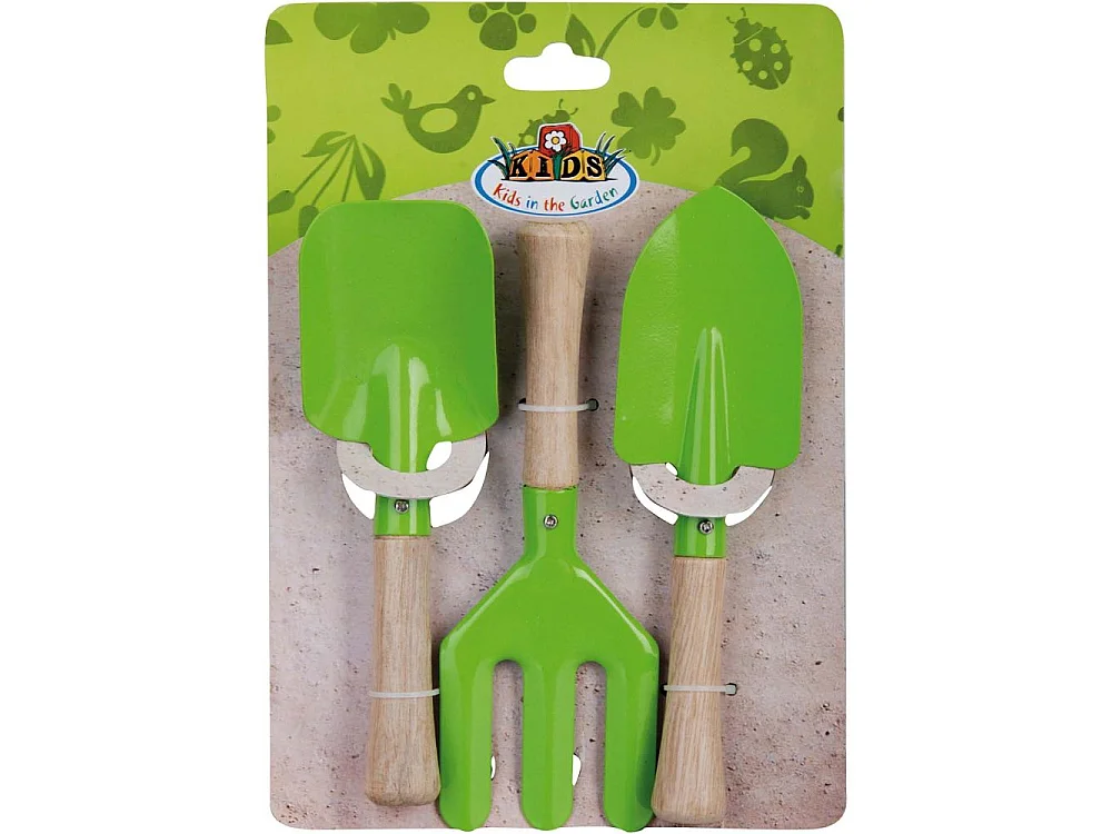 Kit petit jardinier accessoires pour enfant en métal Seau + gants + petits outils