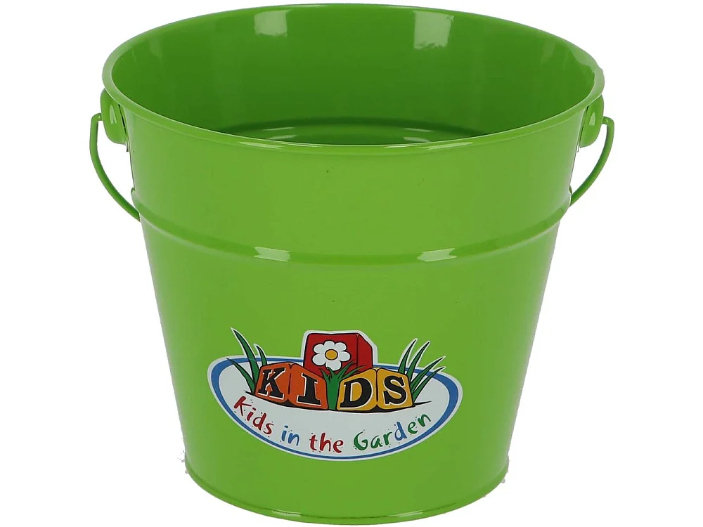Kit petit jardinier accessoires pour enfant en métal Seau + gants + petits outils
