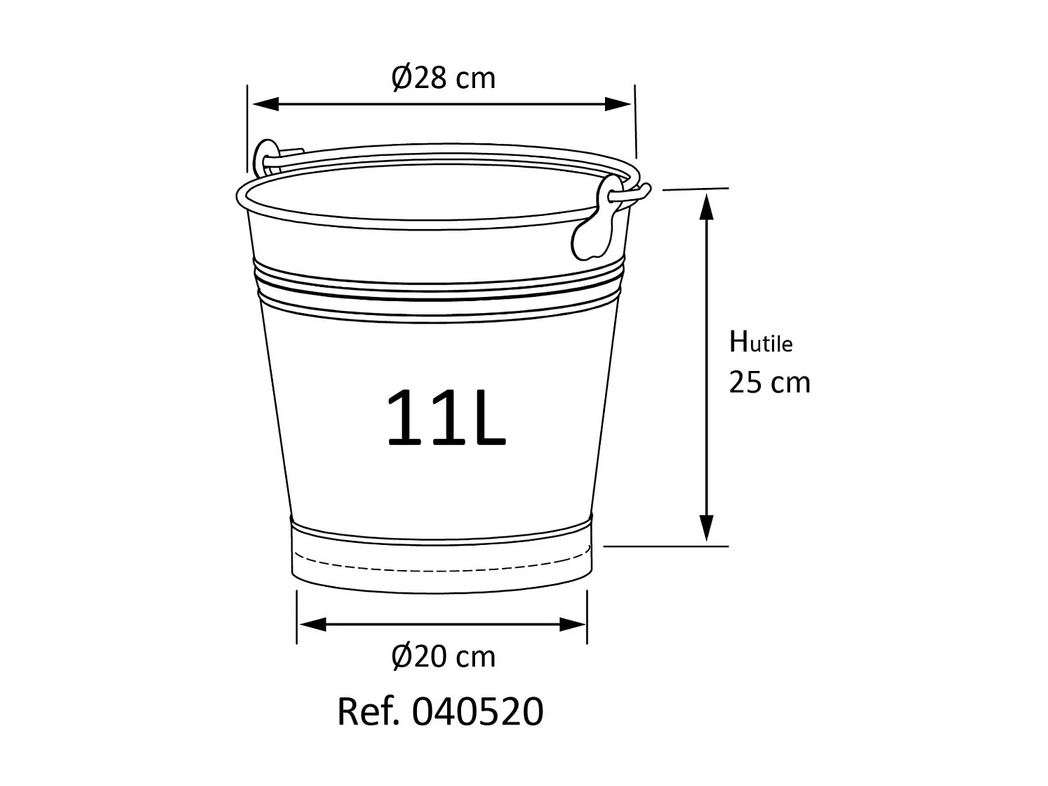 Seau en inox 11 litres