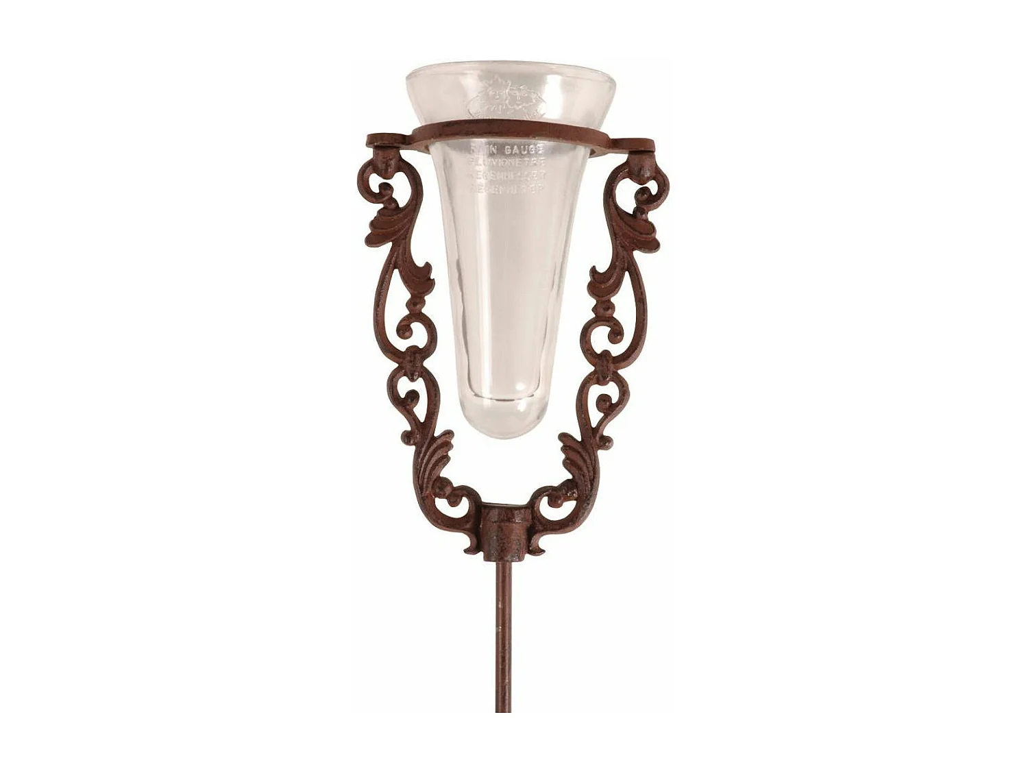 Pluviometro da giardino in vetro con supporto in ghisa