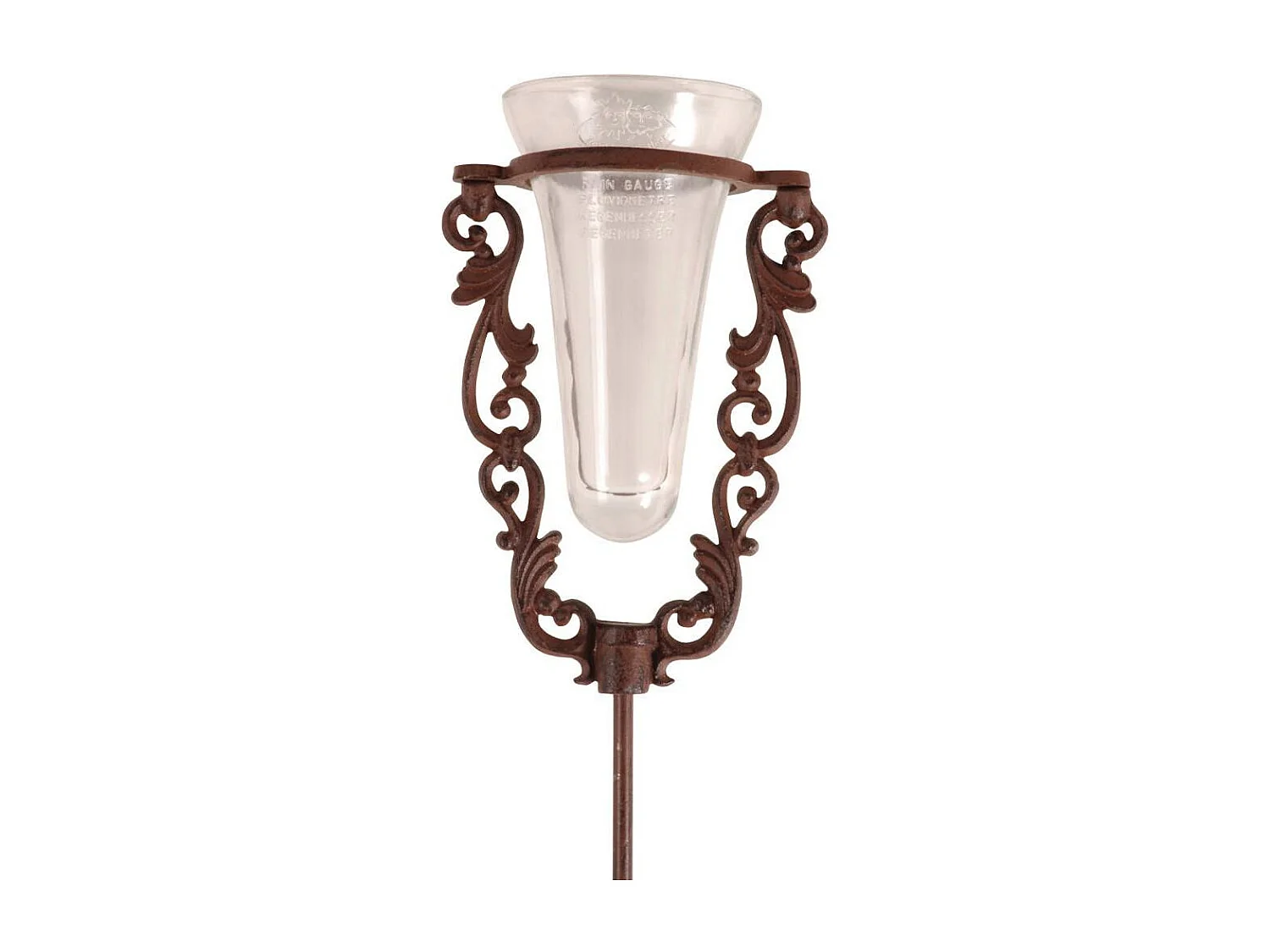 Pluviometro da giardino in vetro con supporto in ghisa