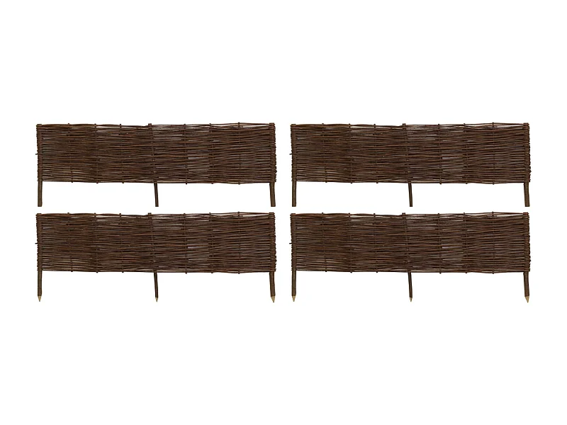 Bordures en osier tressé naturel (Lot de 4) 120 x 30 cm