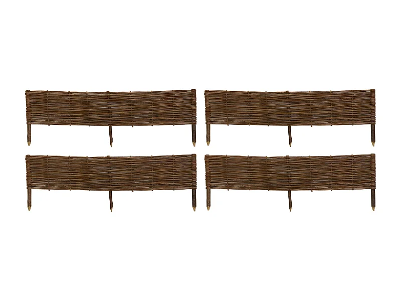 Bordures en osier tressé naturel (Lot de 4) 120 x 25 cm