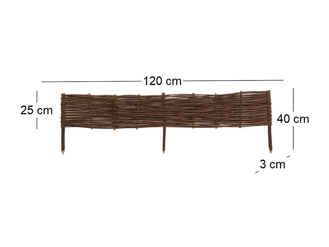 Bordures en osier tressé naturel (Lot de 4) 120 x 25 cm