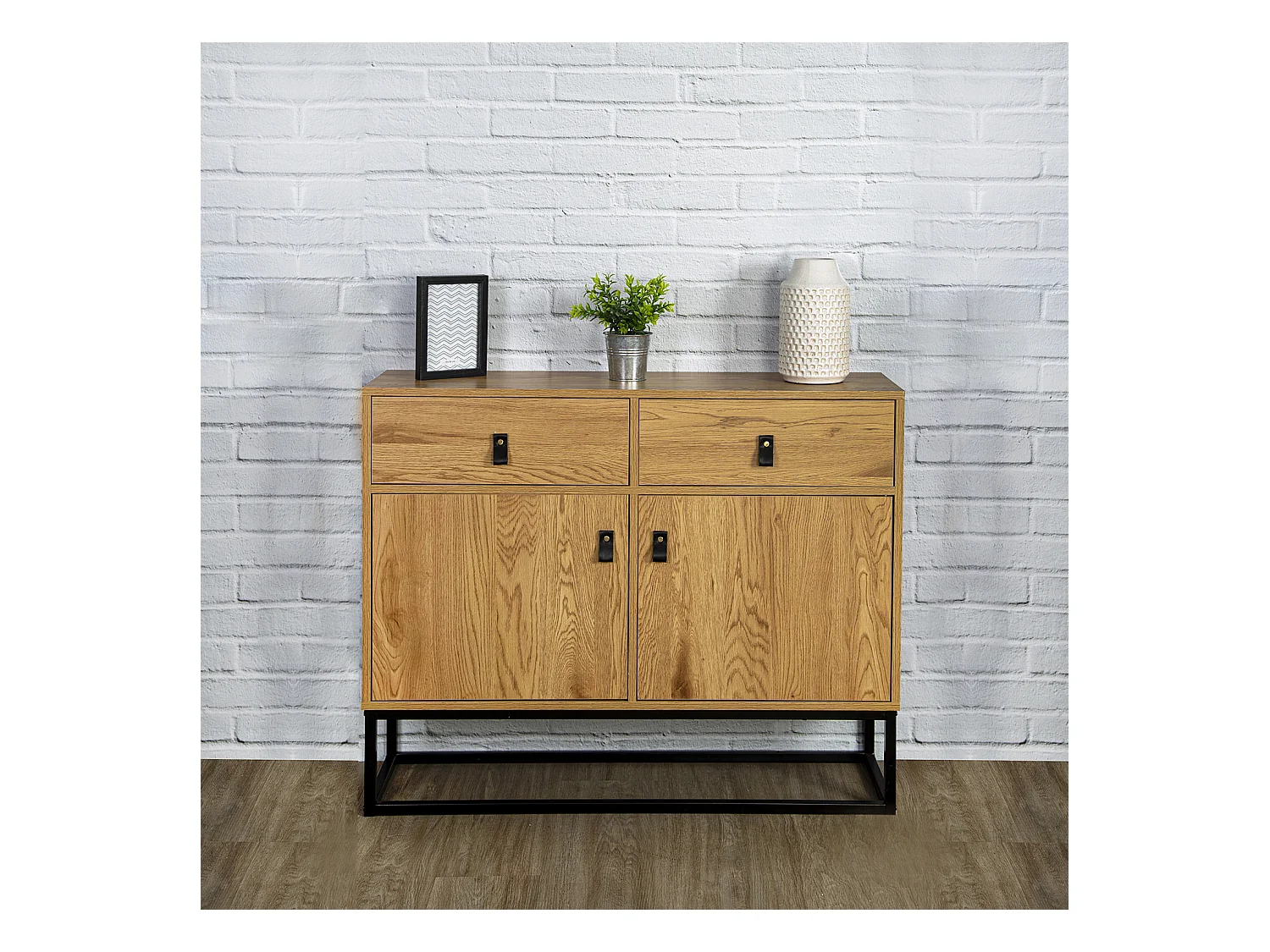 Buffet Bois Et Metal Abbott Marron, Noir