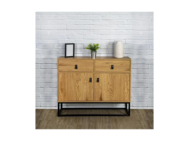 Buffet Bois Et Metal Abbott Marron, Noir