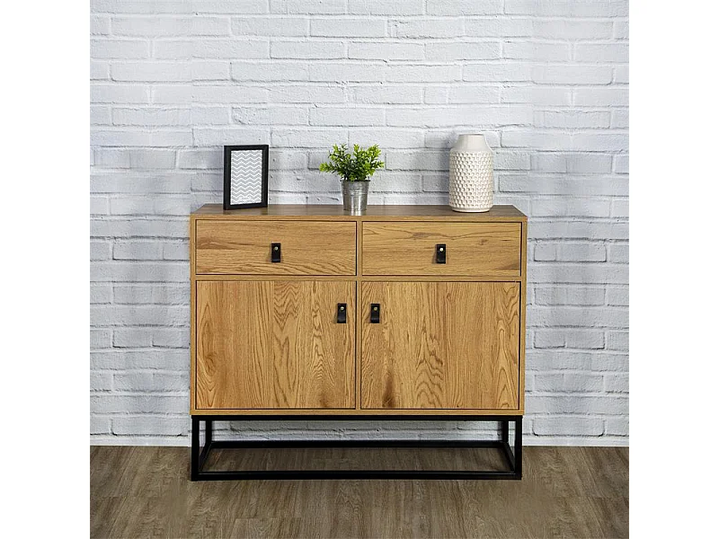 Buffet Bois Et Metal Abbott Marron, Noir