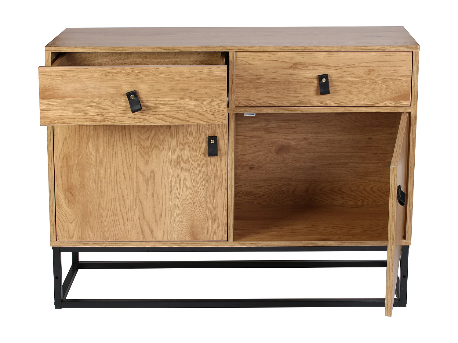 Buffet Bois Et Metal Abbott Marron, Noir