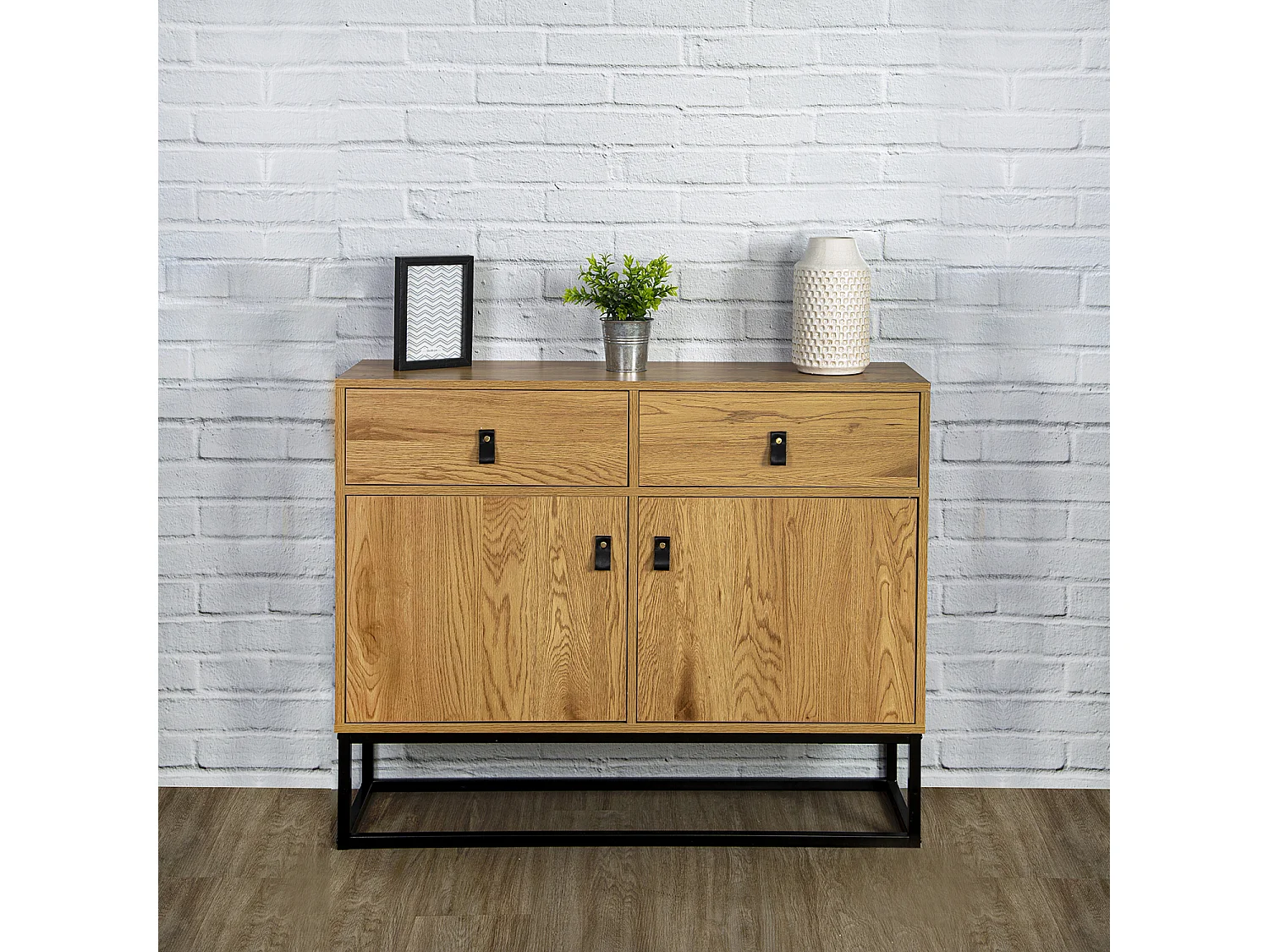 Buffet Bois Et Metal Abbott Marron, Noir