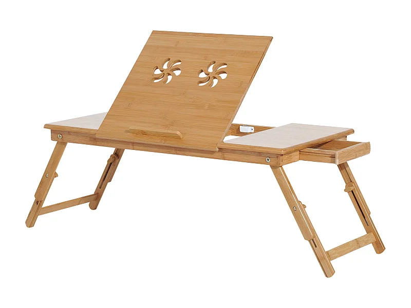 Mesa de ordenador portátil natural bambú 72x35x30 cm HOMCOM