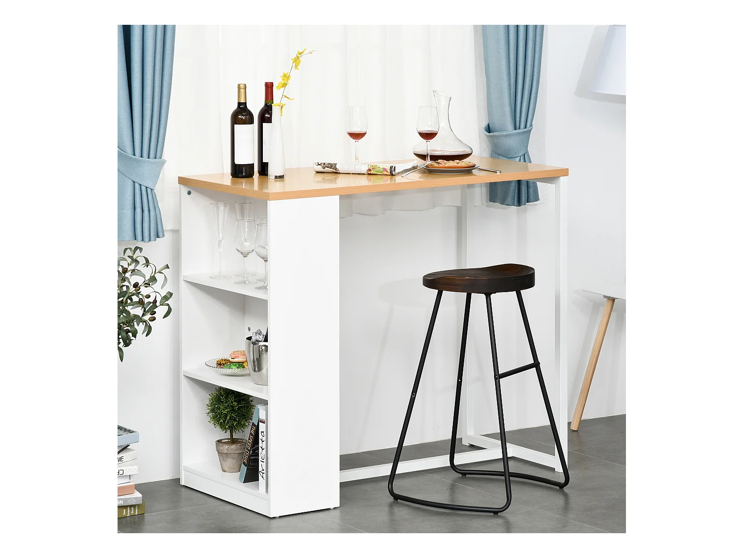 Mesa de bar blanco, roble 115x55x100 cm HOMCOM