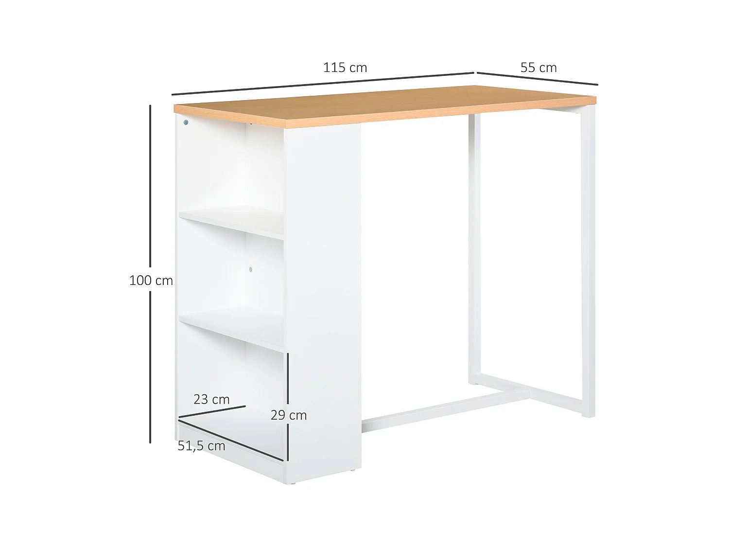 Mesa de bar blanco, roble 115x55x100 cm HOMCOM