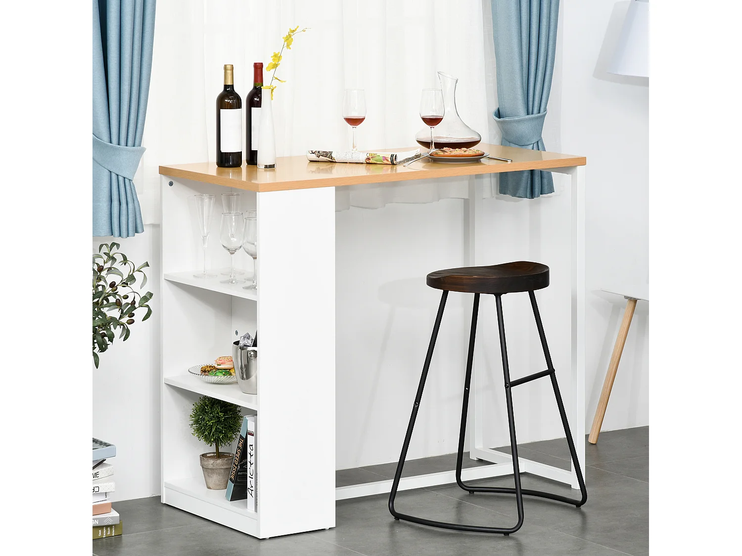 Mesa de bar blanco, roble 115x55x100 cm HOMCOM
