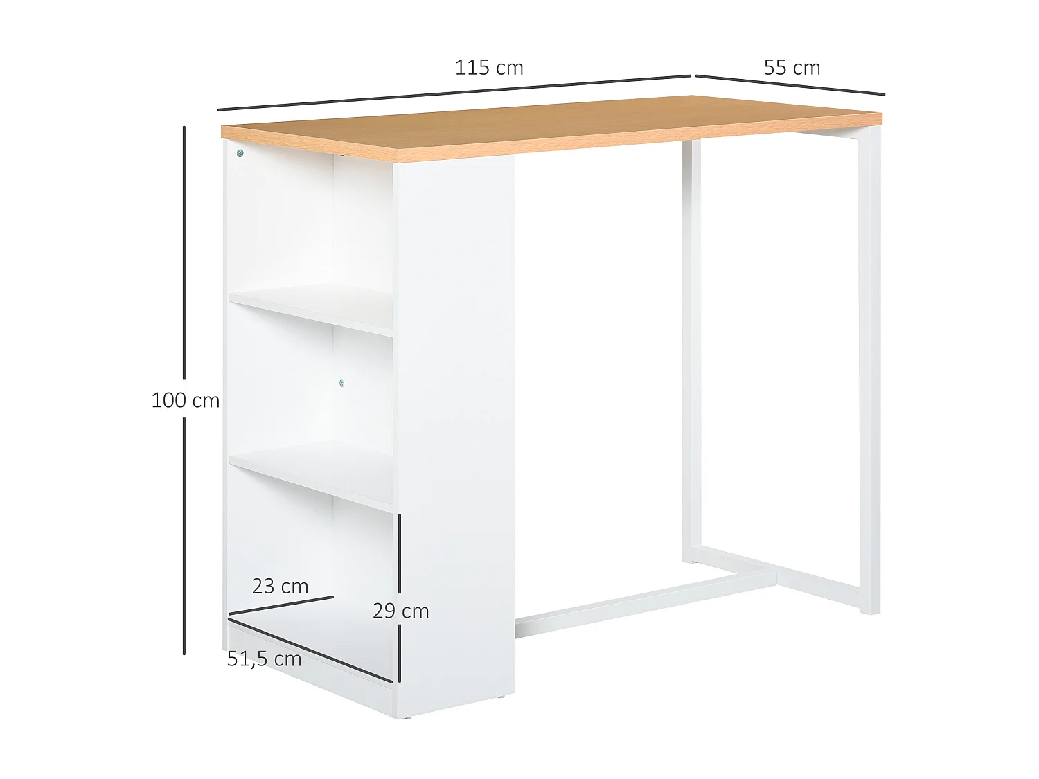 Mesa de bar blanco, roble 115x55x100 cm HOMCOM