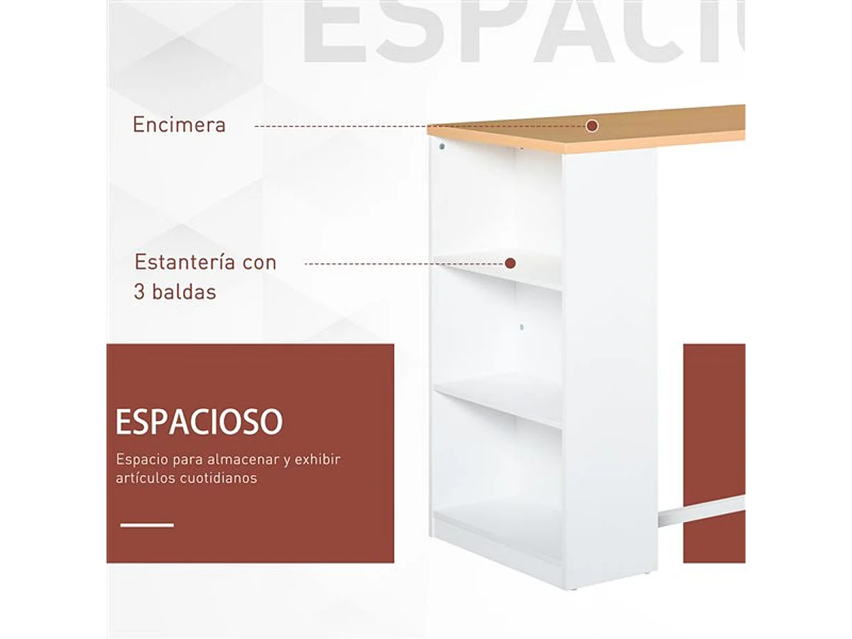 Mesa de bar blanco, roble 115x55x100 cm HOMCOM