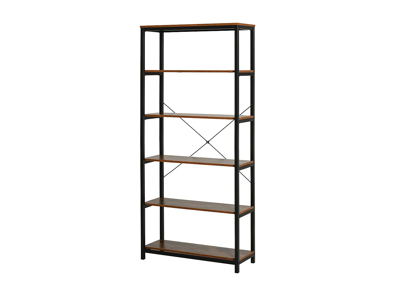 Estantería de 6 niveles negro y marrón rústico 80x30x180 cm HOMCOM
