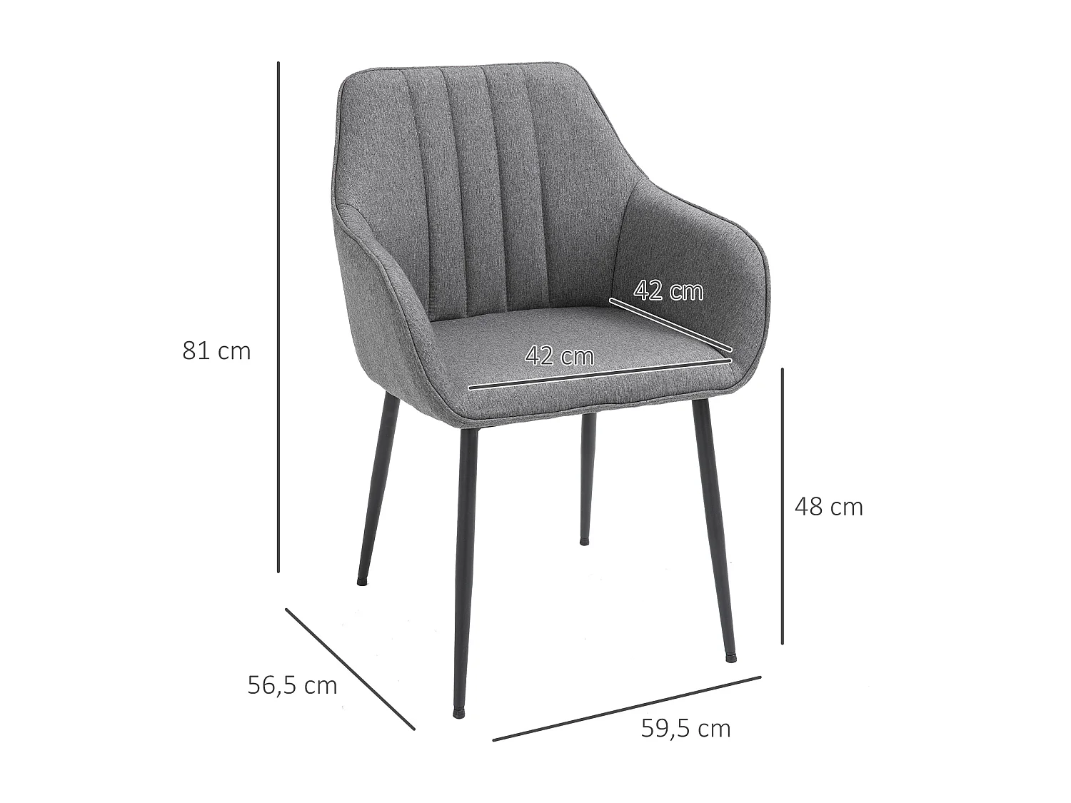 Juego de 2 sillas de comedor gris 59.5x56.5x81 cm HOMCOM