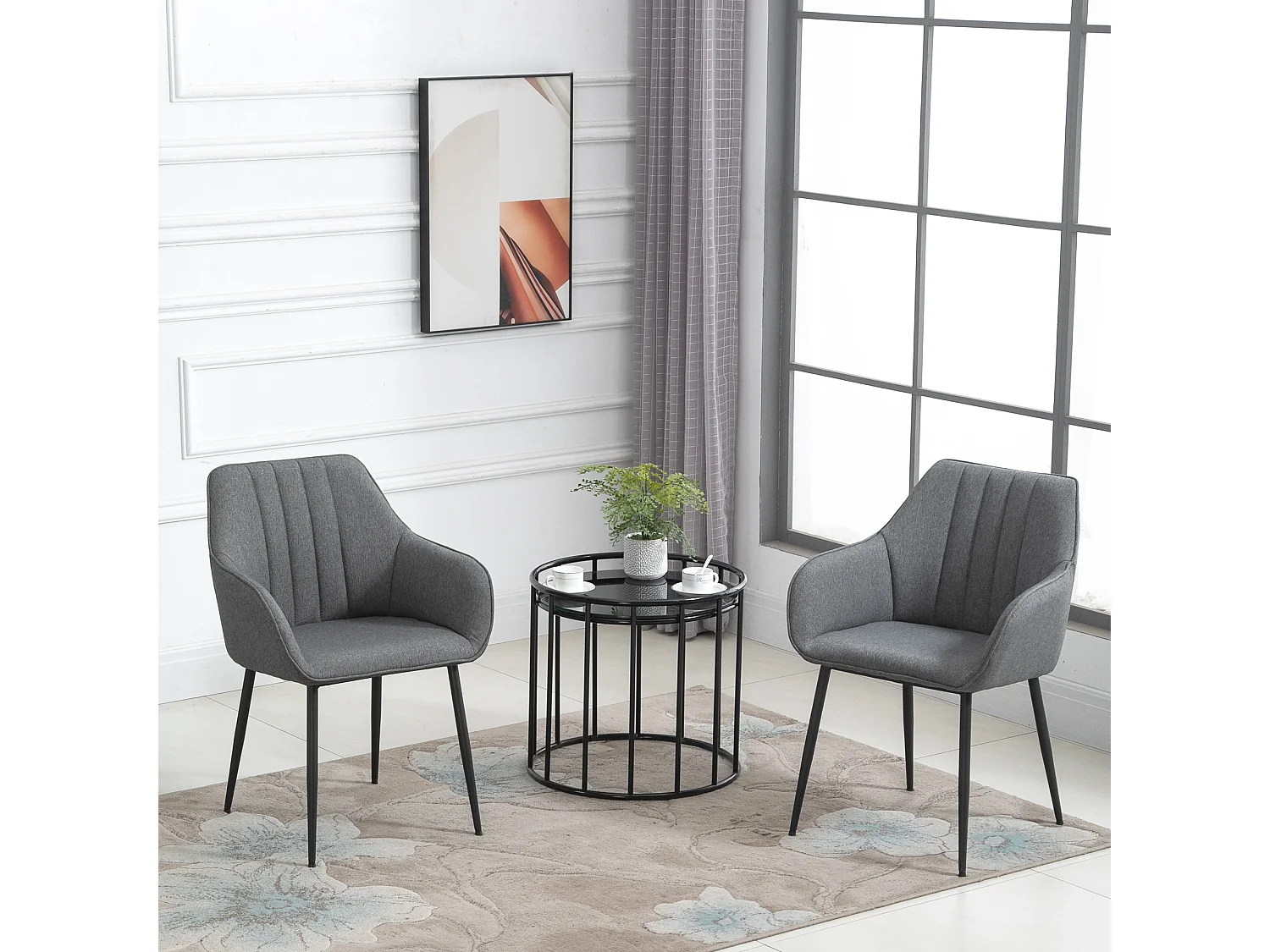 Juego de 2 sillas de comedor gris 59.5x56.5x81 cm HOMCOM