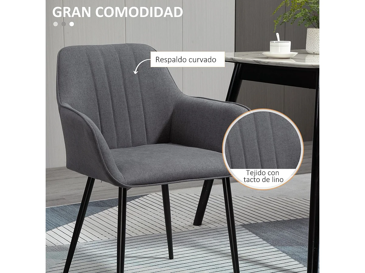 Juego de 2 sillas de comedor gris 59.5x56.5x81 cm HOMCOM