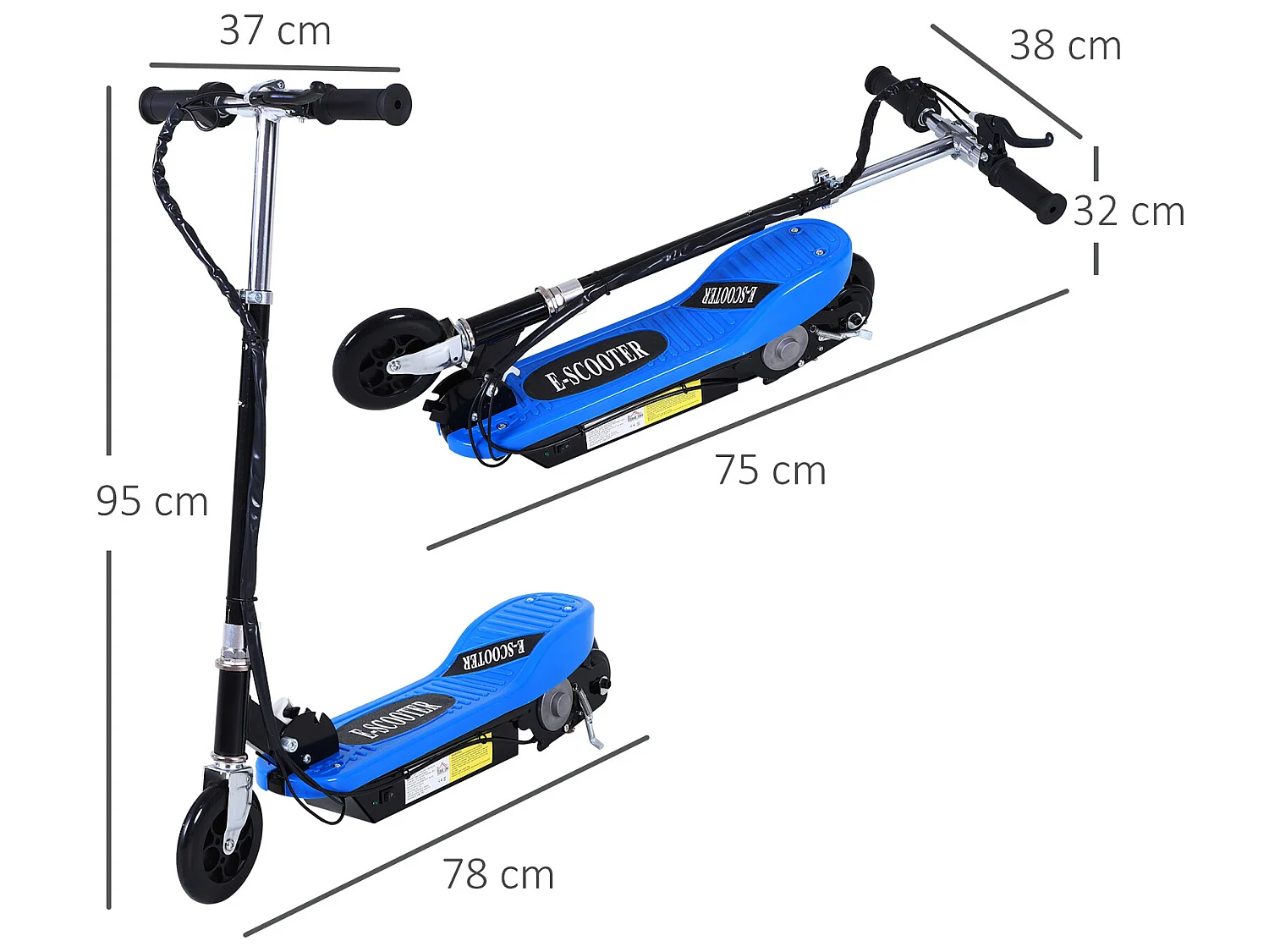 Patinete eléctrico para niños azul 78x37x95 cm HOMCOM