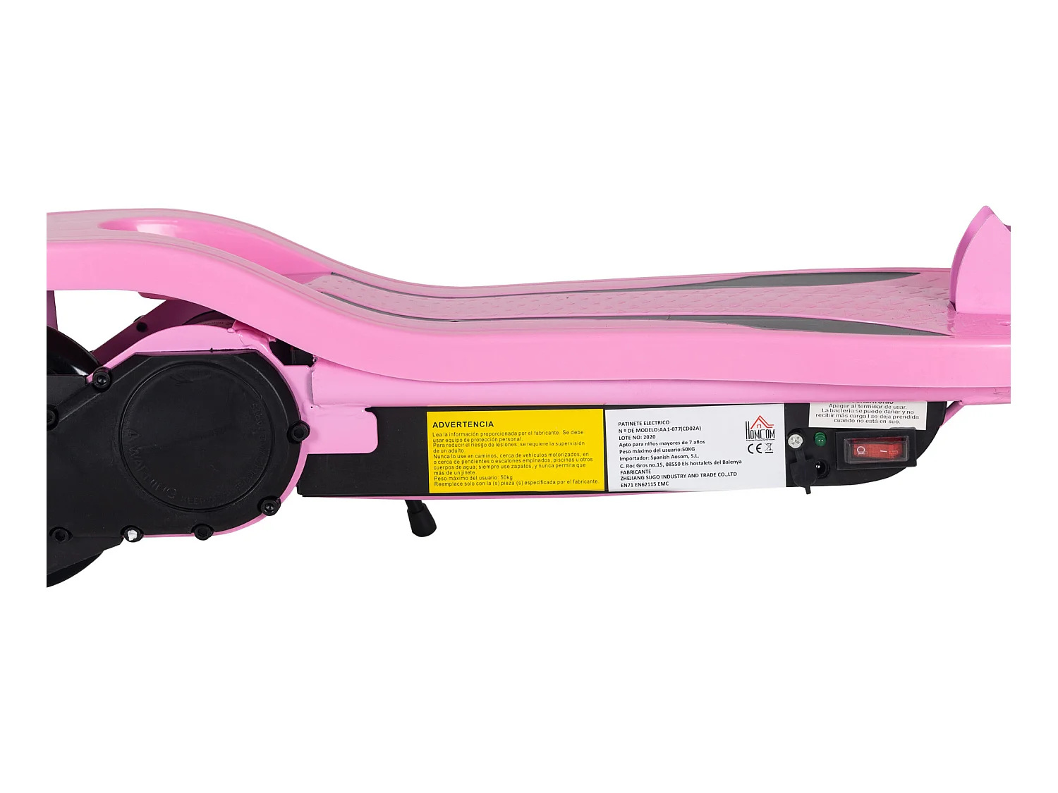 Patinete eléctrico rosa 75x36x93 cm HOMCOM