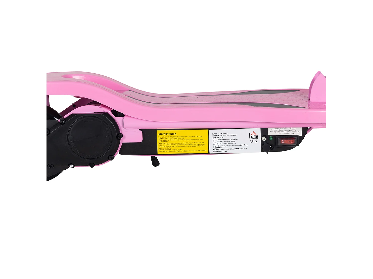 Patinete eléctrico rosa 75x36x93 cm HOMCOM