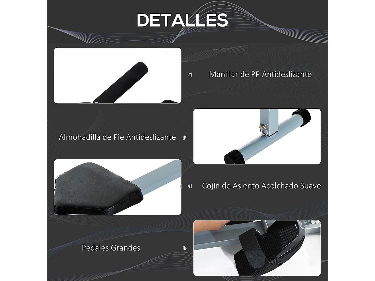 Máquina de remo gris 130x47.5x67 cm HOMCOM