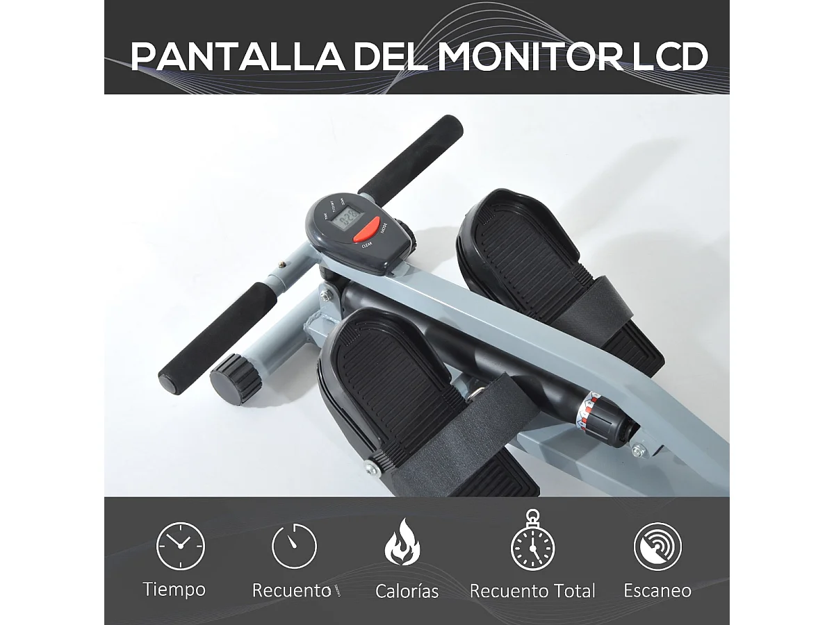 Máquina de remo gris 130x47.5x67 cm HOMCOM