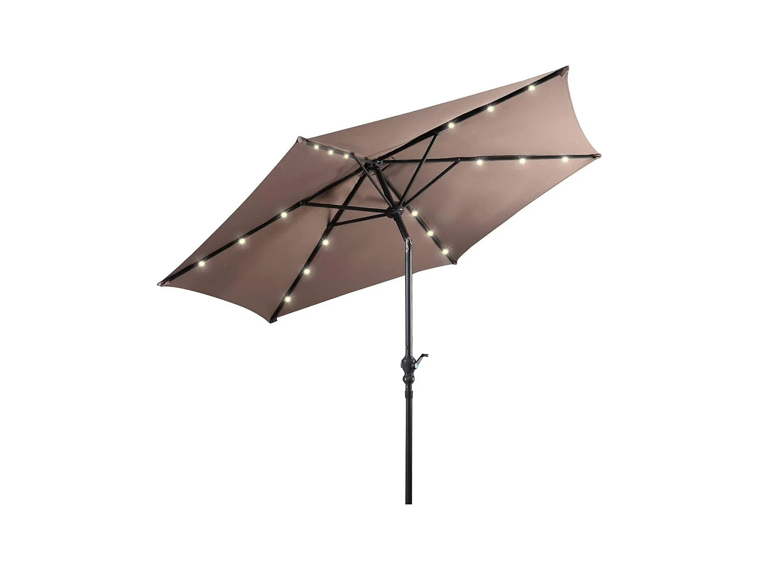 Parasol de Jardin/Parasol Déporté et Inclinable de Jardin Dia 270 CM avec 16 LED Marron