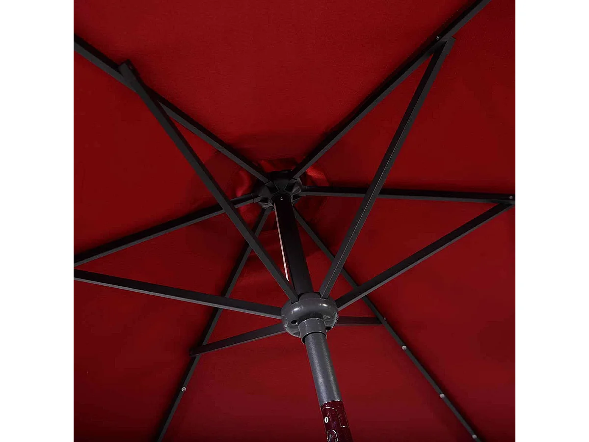 Parasol de Jardin/Parasol Déporté et Inclinable de Jardin Dia 270 CM avec 16 LED Vin Rouge