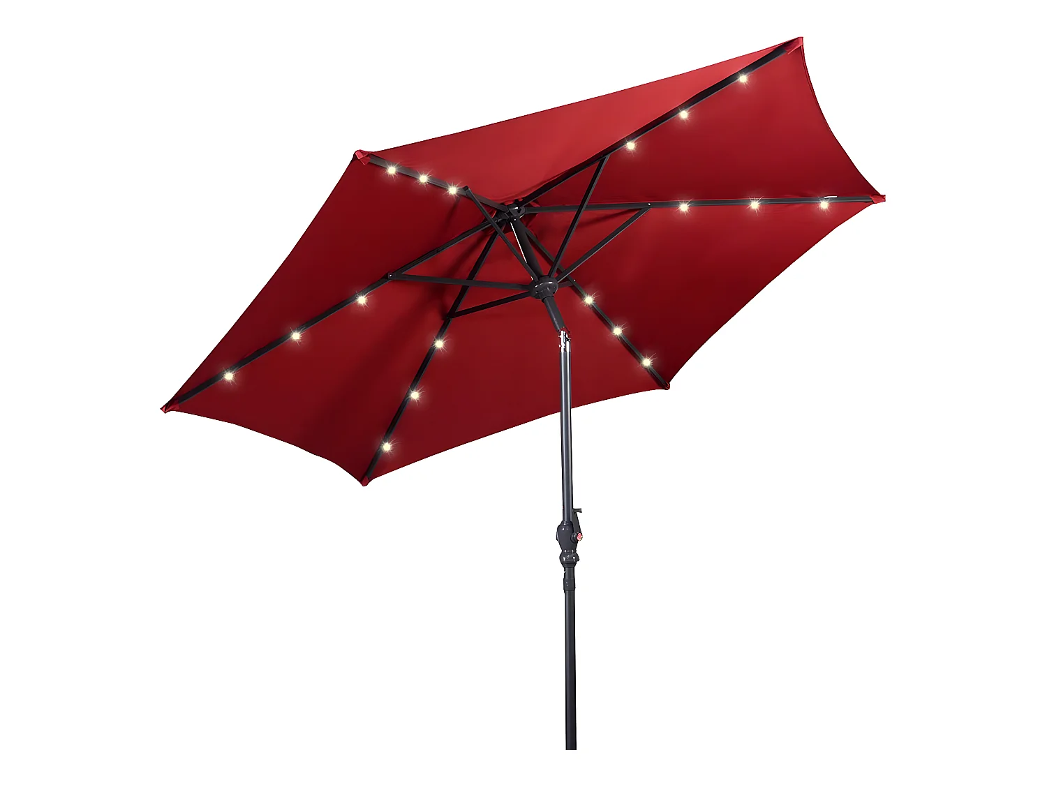 Parasol de jardin inclinable 3m avec éclairage 24 led lampe solaire parasol déporté