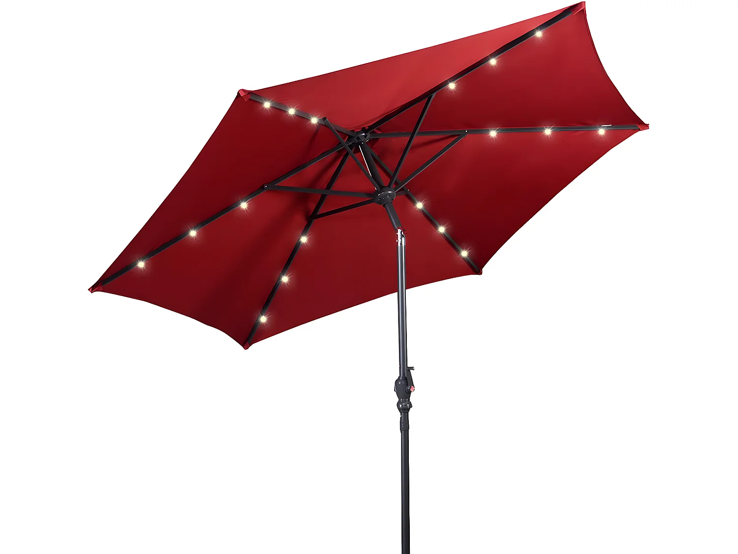 Parasol de jardin inclinable 3m avec éclairage 24 led lampe solaire parasol déporté
