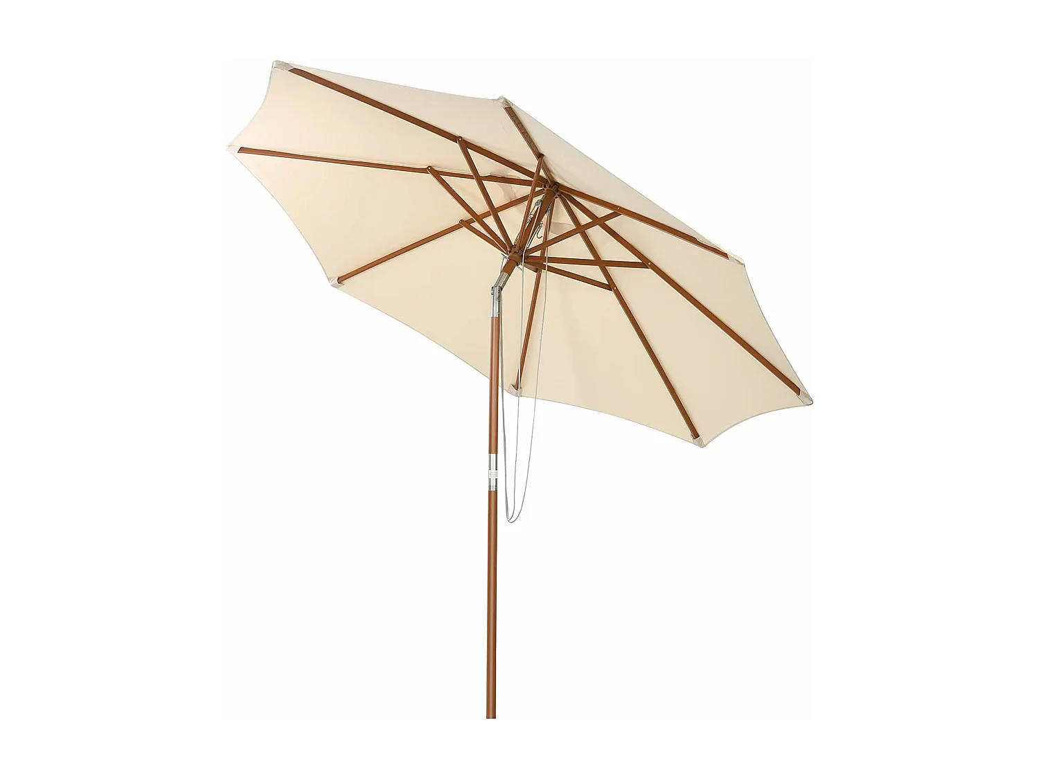 Parasol Inclinable Ø3m Toile Polyester Imperméable avec Cordon de Serrage 8 Baleines Ventilation pour Jardin Cour Beige
