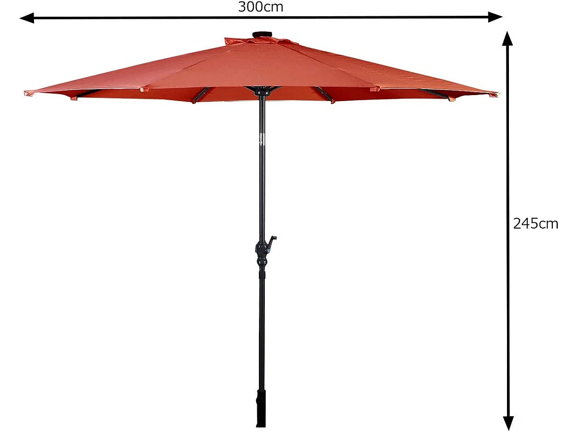 Parasol Inclinable Dia.300CM en Métal Toile Polyester Imperméable avec Ouvertures d'Aération pour Jardin,Terrasse Orange
