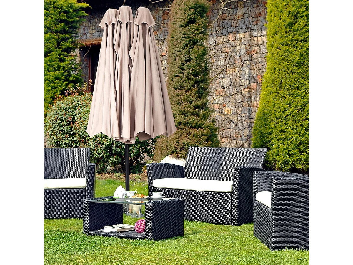 parasol de jardin parasol extérieur double 460x245cm de grande taille φ48mm poteau pour balcon/jardin/terrasse (beige)