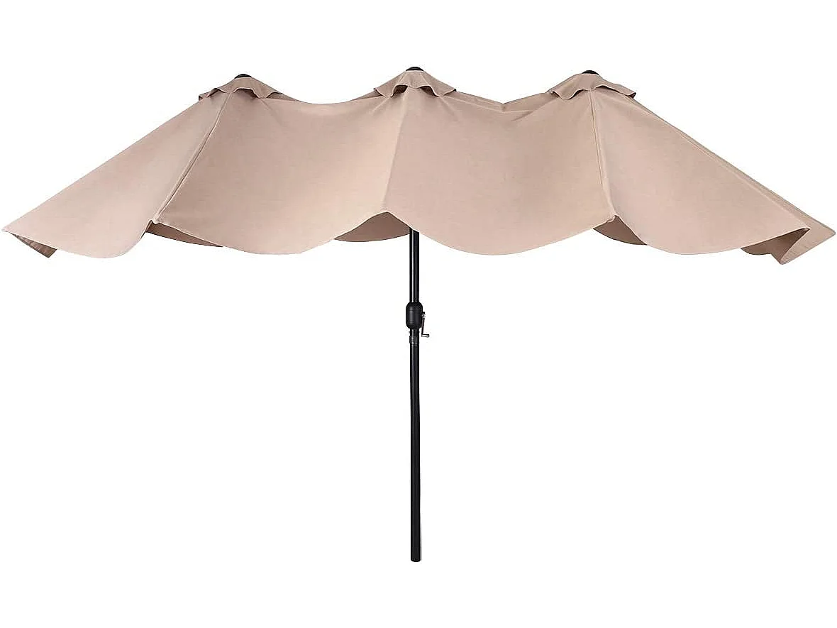 parasol de jardin parasol extérieur double 460x245cm de grande taille φ48mm poteau pour balcon/jardin/terrasse (beige)