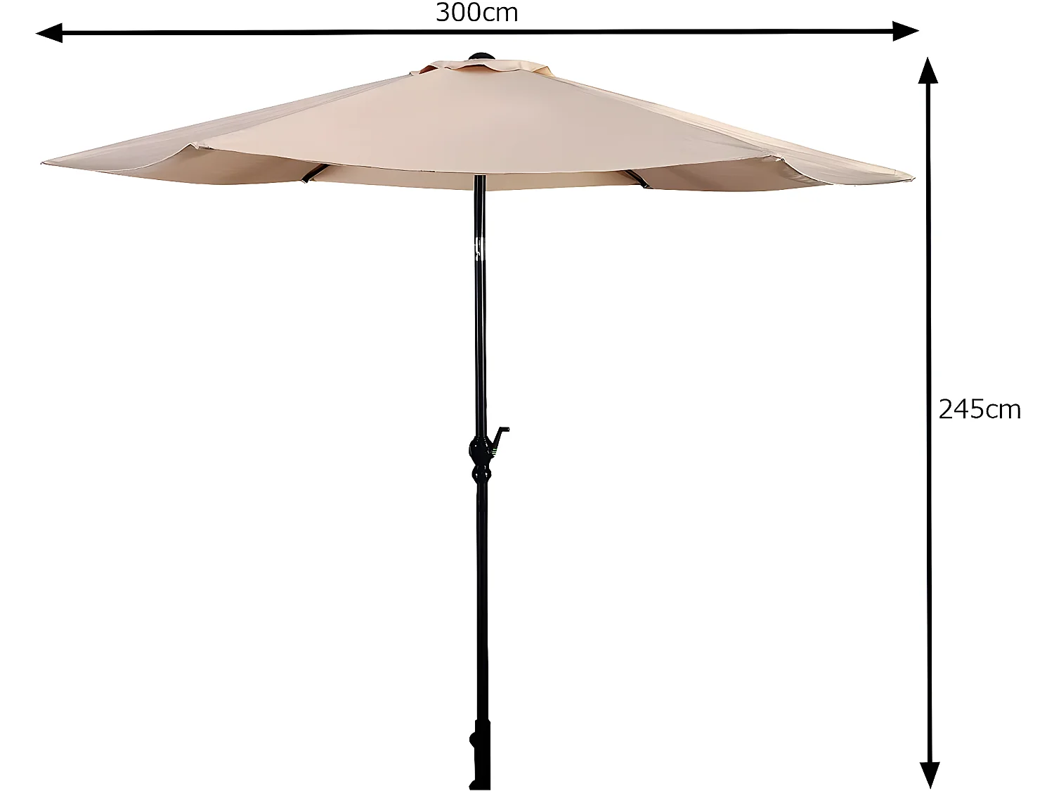 parasol inclinable déporté ø 300cm en métal toile polyester imperméable avec ouvertures d'aération pour jardin