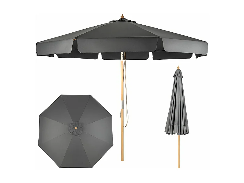 Kantelparasol Ø300CM met uv-slinger, zonwerend waterdicht polyester canvas, grijs