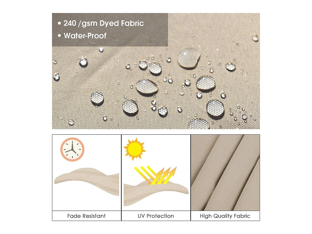 Parasol Déporté Carré 3M avec Base en Croix Poteau en Aluminium Rotatif à 360° Manivelle Inclinable 8 Baleines Beige