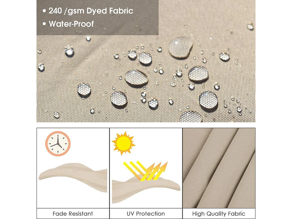 Parasol Déporté Carré 3M avec Base en Croix Poteau en Aluminium Rotatif à 360° Manivelle Inclinable 8 Baleines Beige