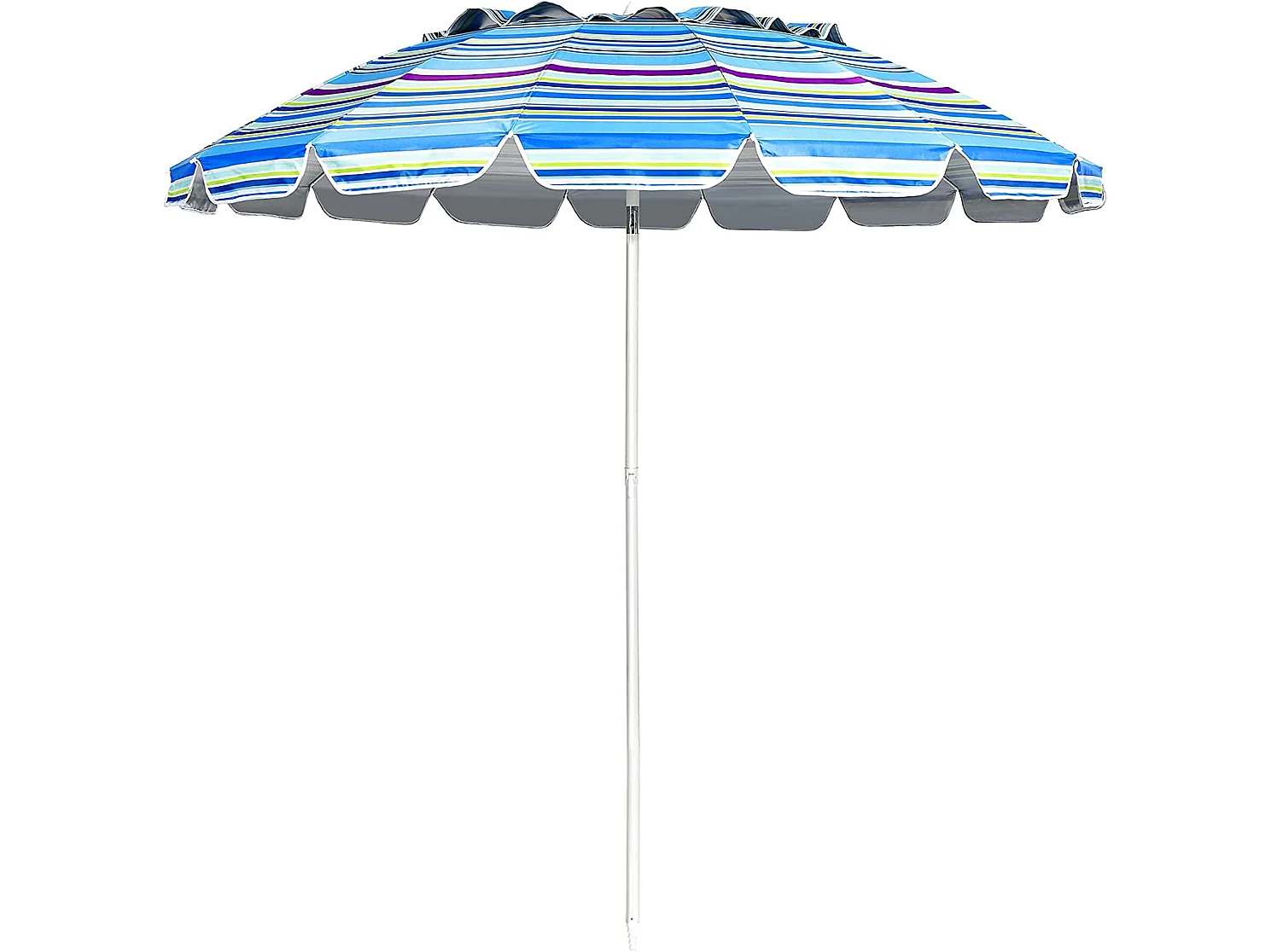Parasol de Plage Inclinable 2,45 M Protection UPF 50+ Baleines en Fibre de Verre avec Sac Pied Amovible Bleu