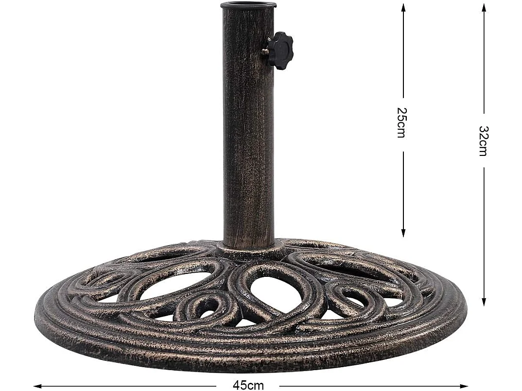 Base de Parasol Support de Parasol en Fonte Solide pour Colonne de Parapluie 38mm/48mm Intérieure et Extérieure