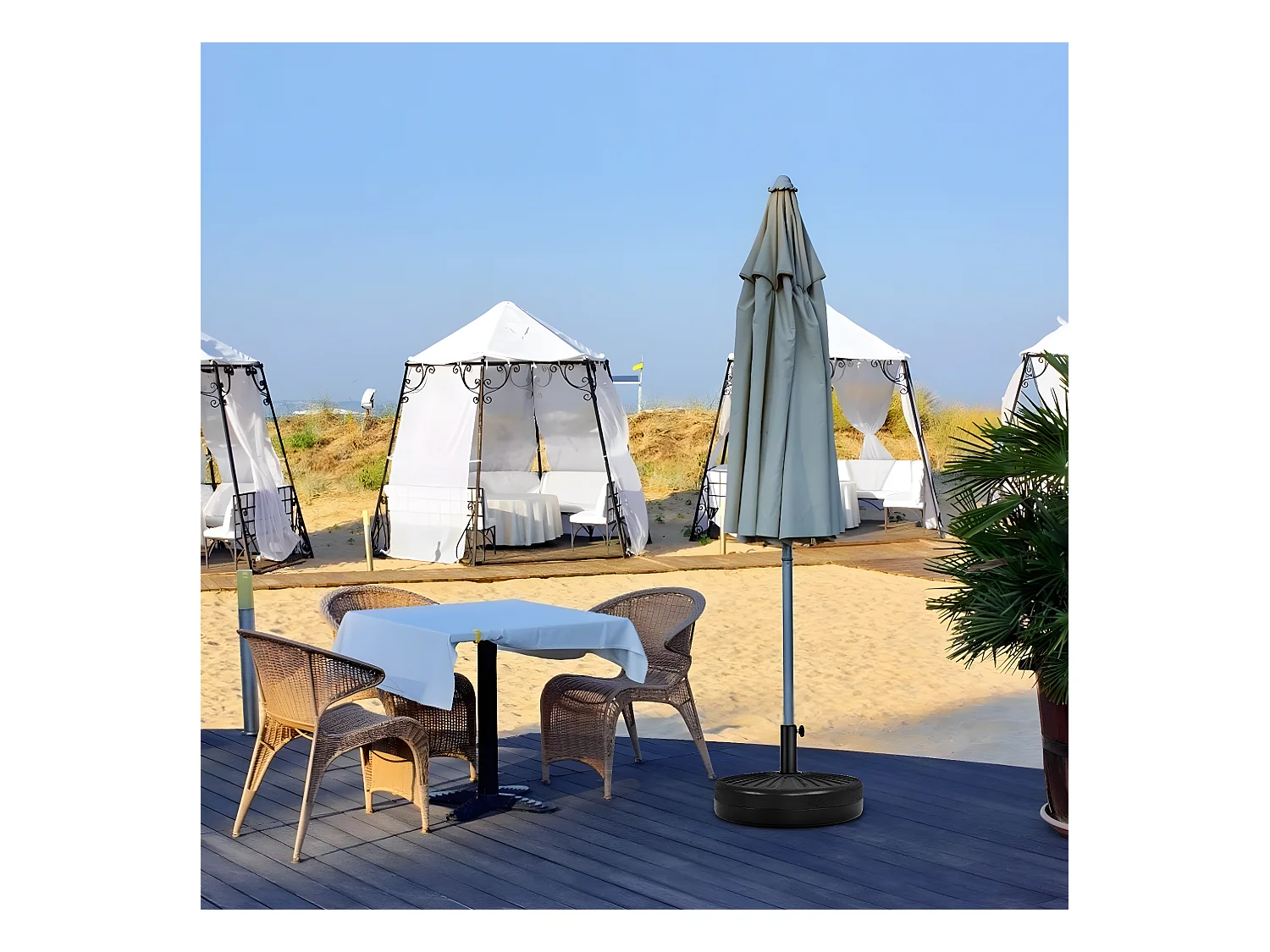 Base/Pied de Parasol Base de Parasol Support pour parasol Plastic Injection d'eau 23L rond noir