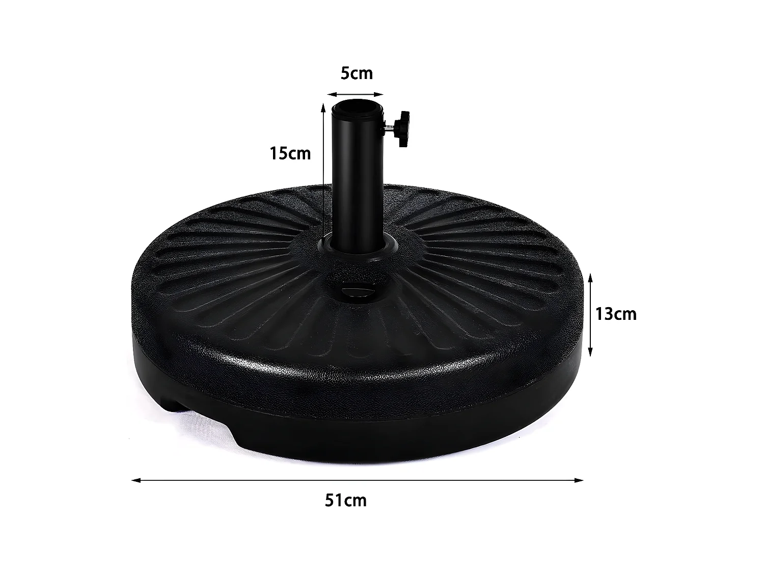Base/Pied de Parasol Base de Parasol Support pour parasol Plastic Injection d'eau 23L rond noir