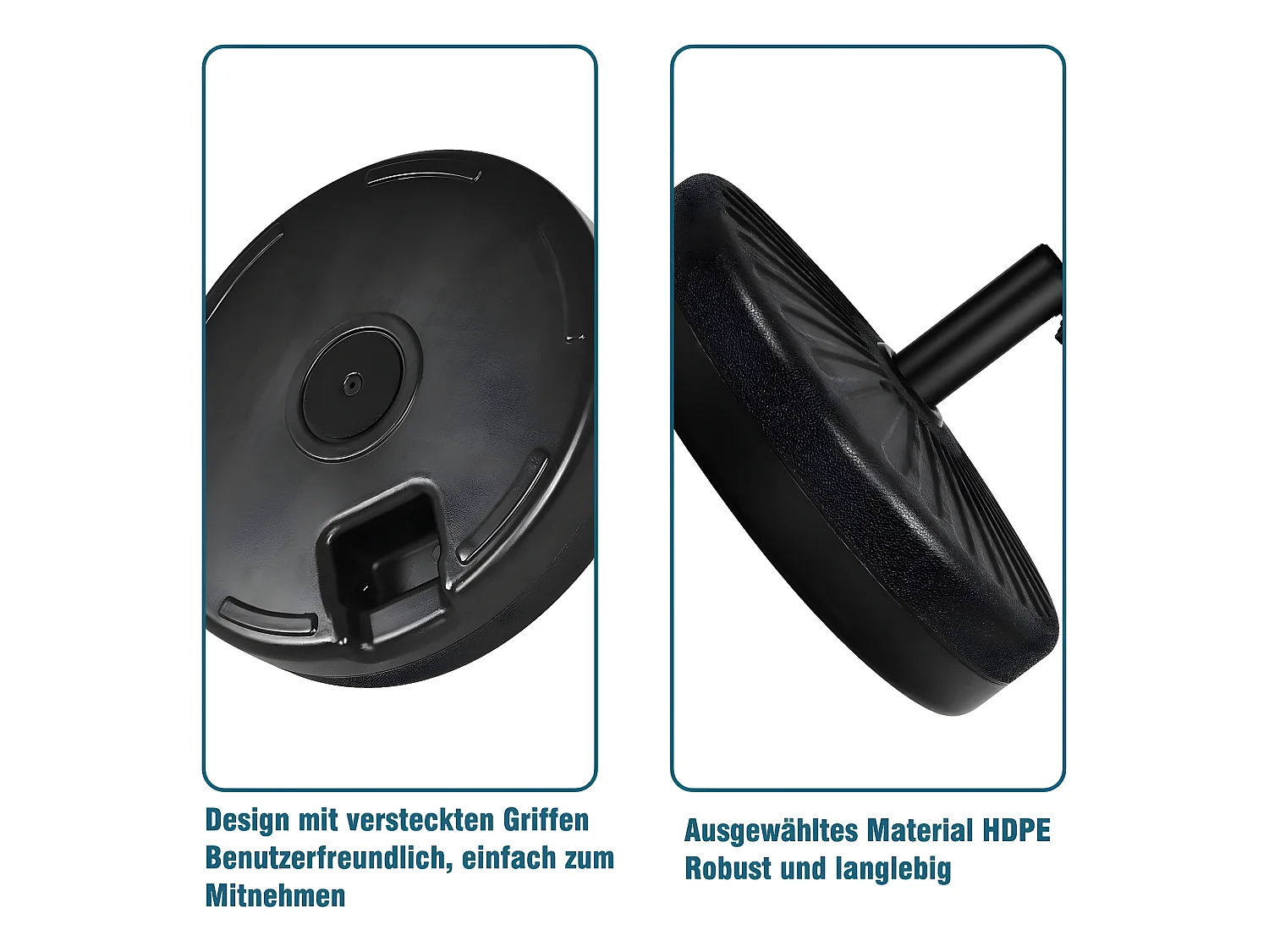 Base/Pied de Parasol Base de Parasol Support pour parasol Plastic Injection d'eau 23L rond noir