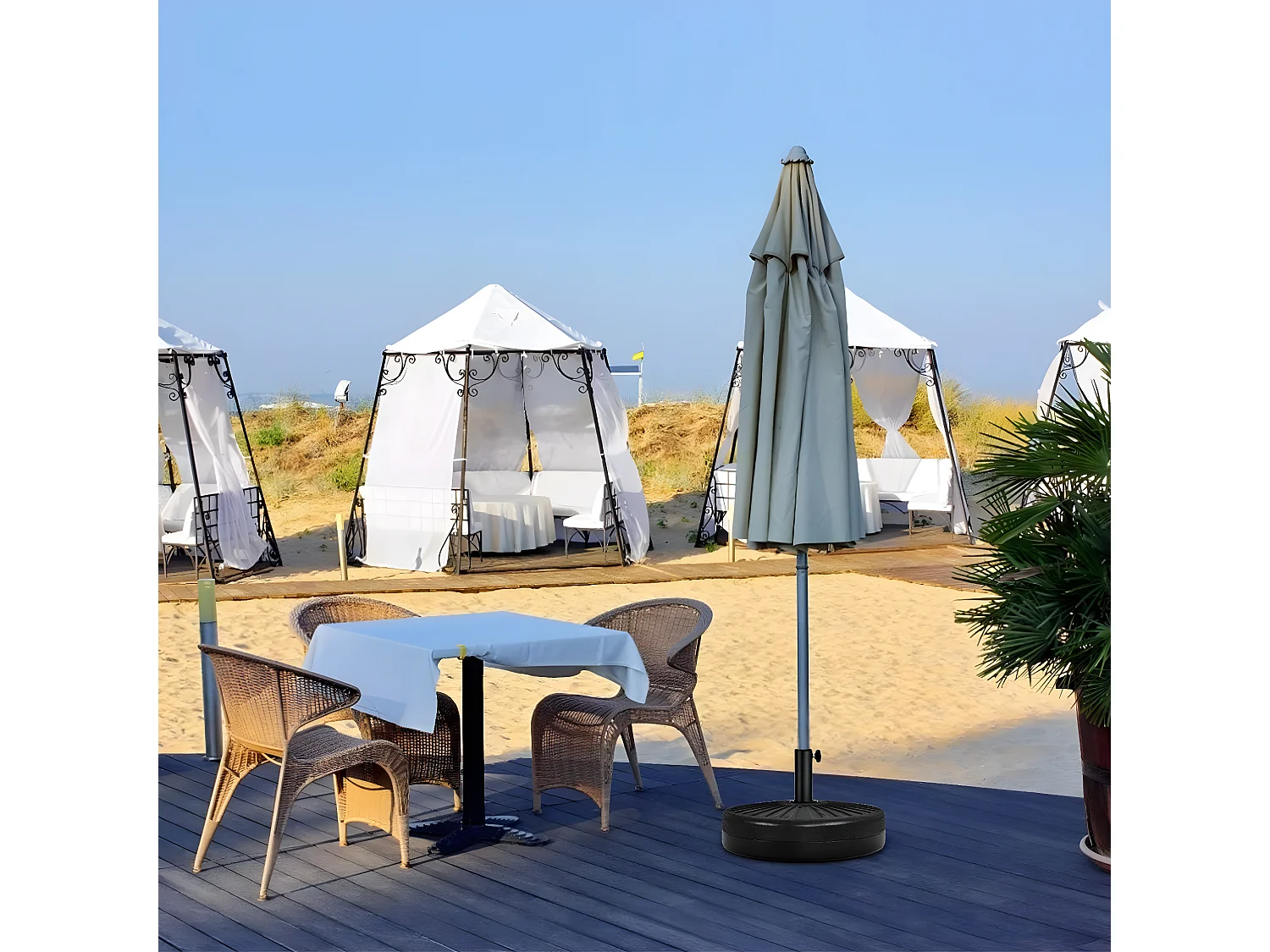 Base/Pied de Parasol Base de Parasol Support pour parasol Plastic Injection d'eau 23L rond noir