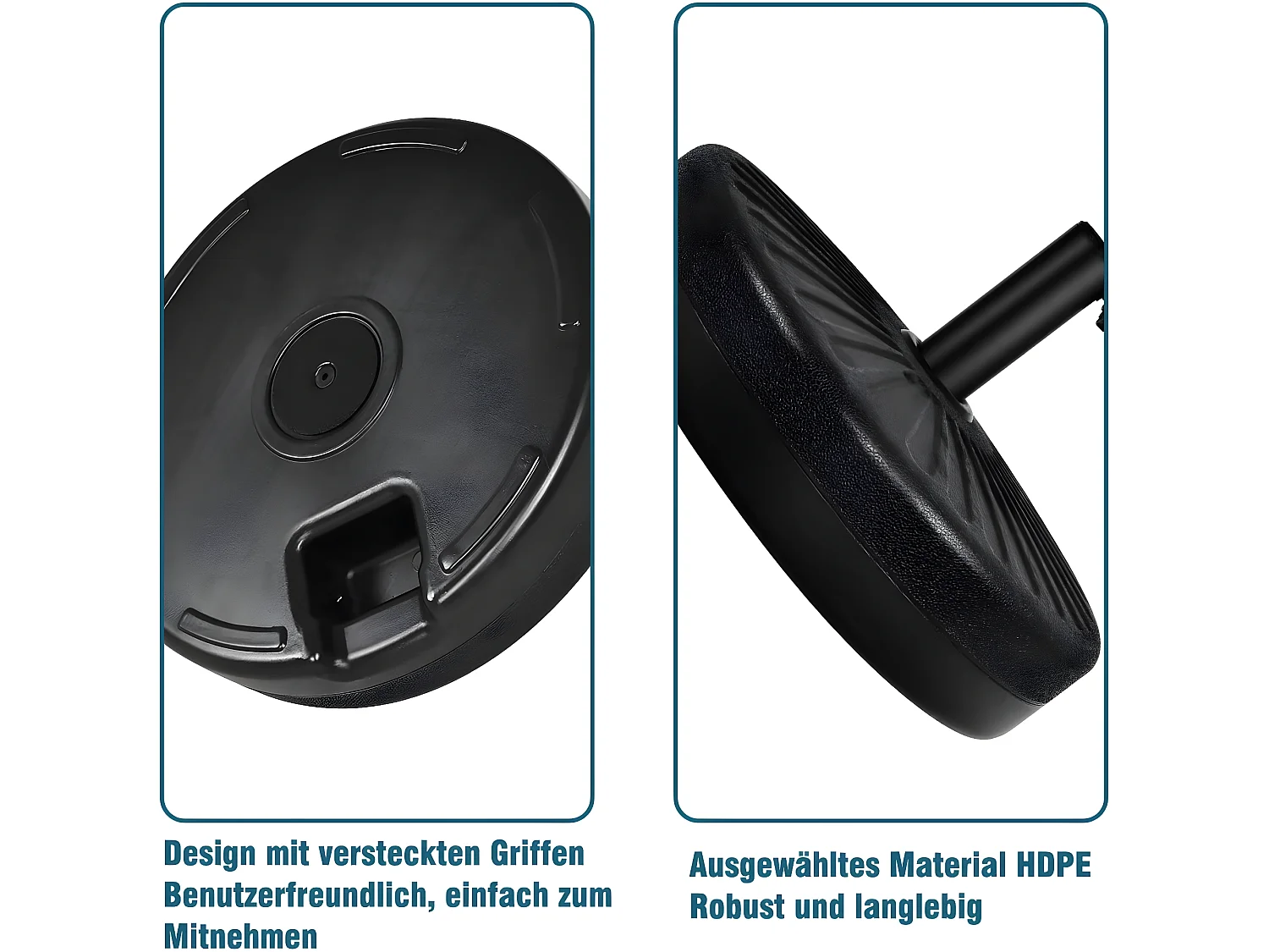 Base/Pied de Parasol Base de Parasol Support pour parasol Plastic Injection d'eau 23L rond noir