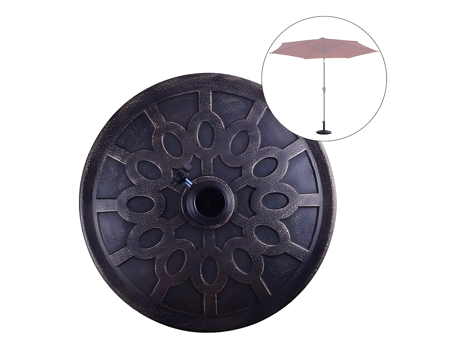 Base/Pied de Parasol Support pour parasol ou parapluie Convient pour Diamètre de 38mm ou 48mm Support pour parasol rond Bronze