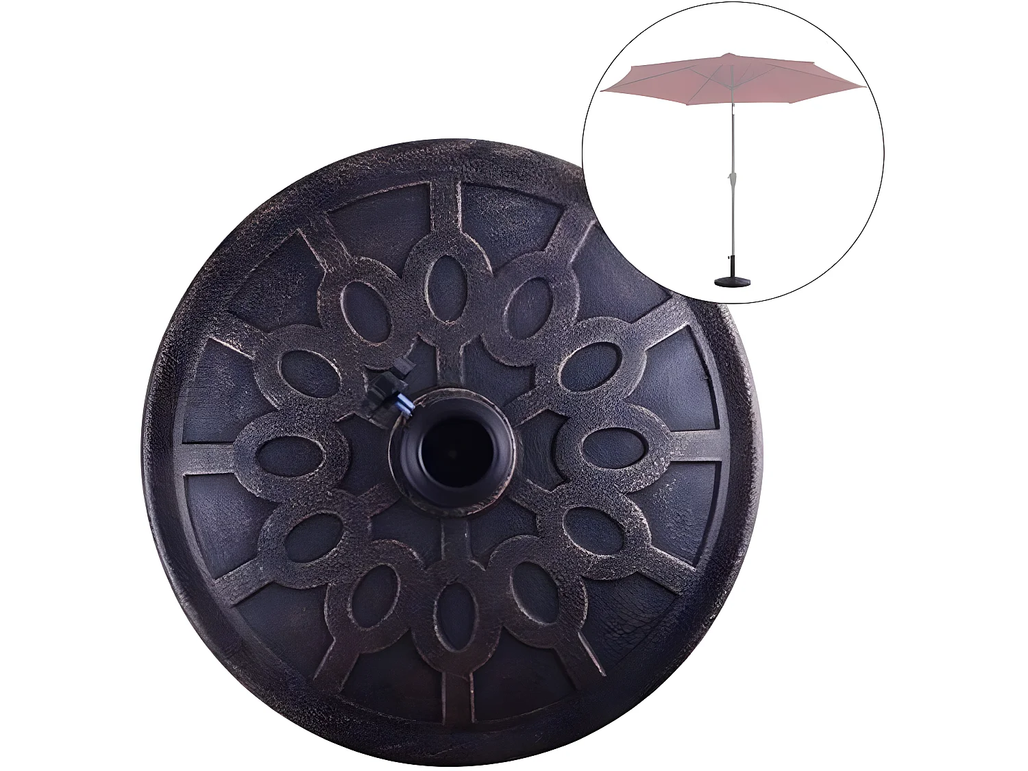 Base/Pied de Parasol Support pour parasol ou parapluie Convient pour Diamètre de 38mm ou 48mm Support pour parasol rond Bronze