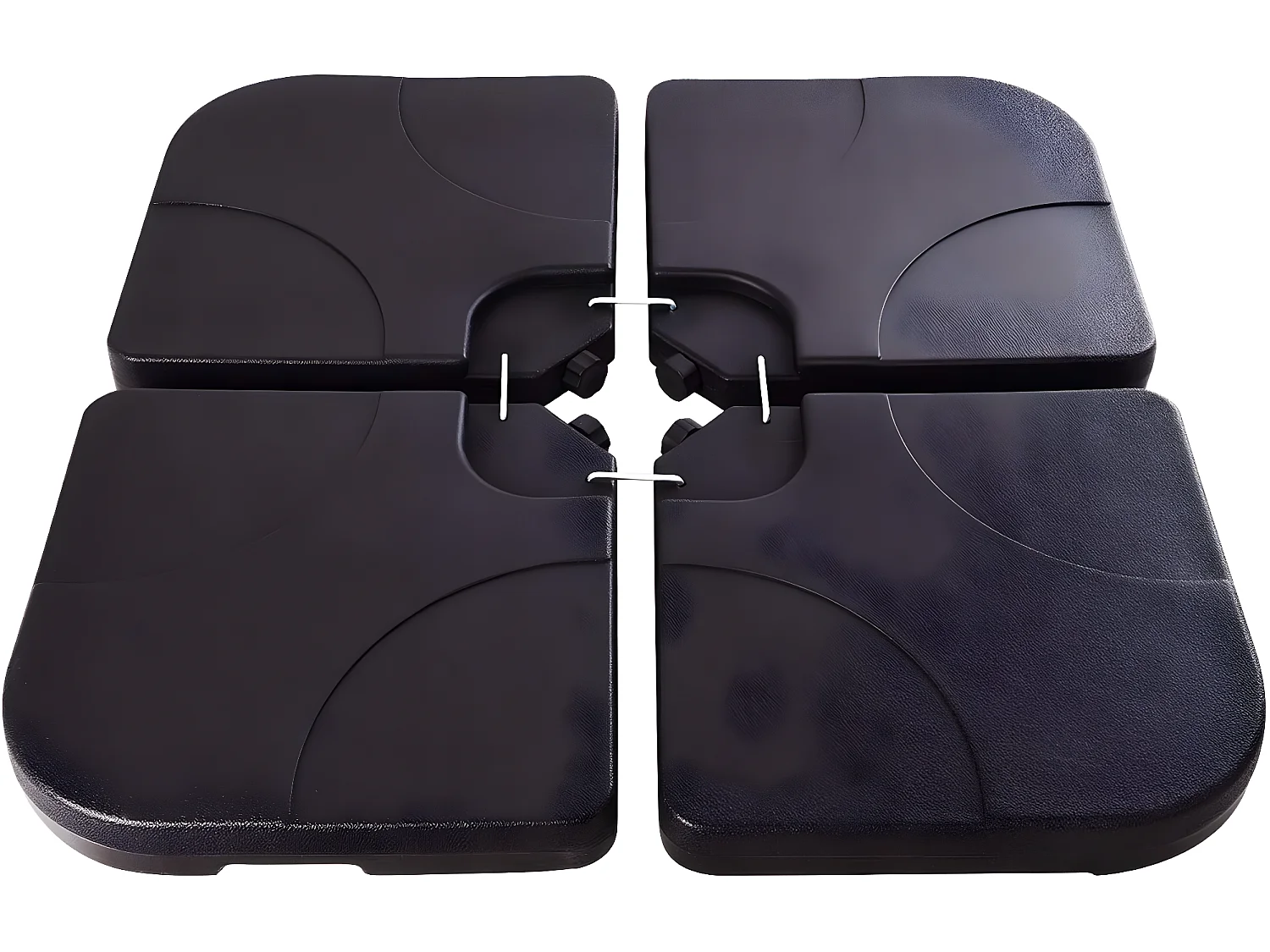 Pieds de Parasol Lot de 4 Dalles de Parasol Remplissable d'Eau 52L ou de Sable 72 KG pour Terrasse, Cour, Jardin Noir